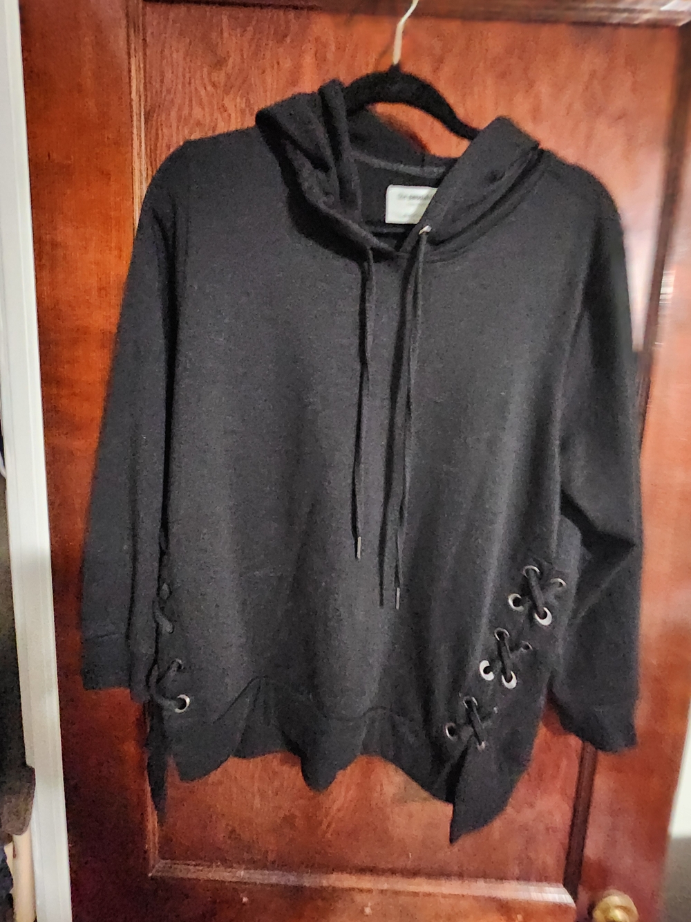 The Sweatshirt Project Black Side Lace-Up Hoodie - Size L NWOT